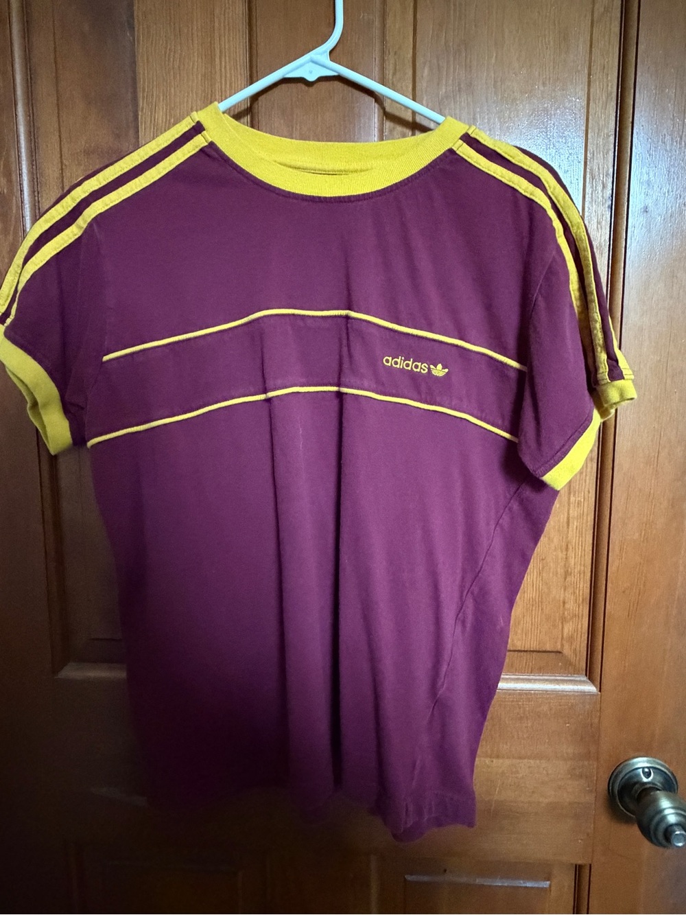 Vintage 2003 Adidas Originals Trefoil Burgundy Yellow T-Shirt M